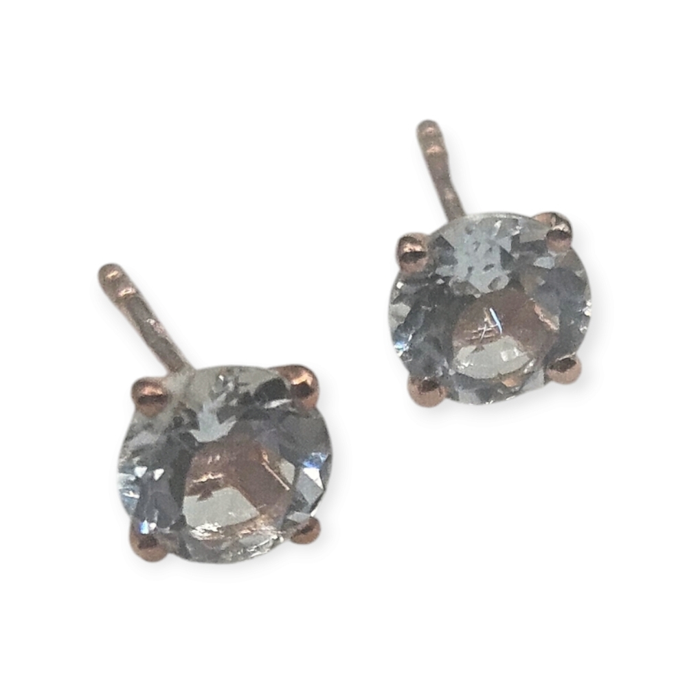Aquamarine Solitaire Stud Earrings